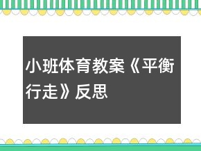 小班體育教案《平衡行走》反思