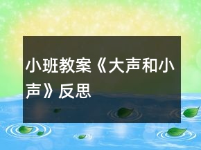 小班教案《大聲和小聲》反思