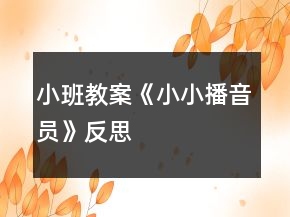 小班教案《小小播音員》反思