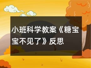 小班科學(xué)教案《糖寶寶不見了》反思
