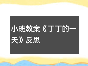 小班教案《丁丁的一天》反思