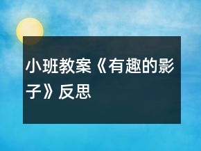 小班教案《有趣的影子》反思