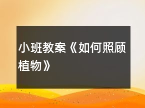 小班教案《如何照顧植物》