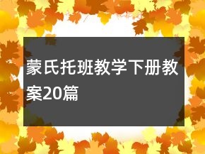 蒙氏托班教學下冊教案20篇