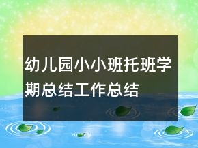 幼兒園小小班托班學期總結(jié)工作總結(jié)
