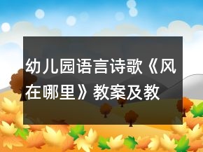 幼兒園語言詩歌《風(fēng)在哪里》教案及教學(xué)反思