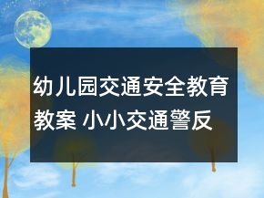 幼兒園交通安全教育教案 小小交通警反思