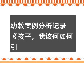 幼教案例分析記錄 《孩子，我該何如何引導你》