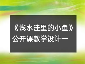 《淺水洼里的小魚》公開課教學(xué)設(shè)計一等獎