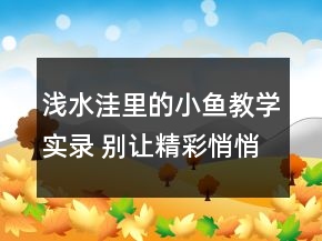 淺水洼里的小魚教學(xué)實(shí)錄 別讓精彩悄悄溜走一等獎(jiǎng)