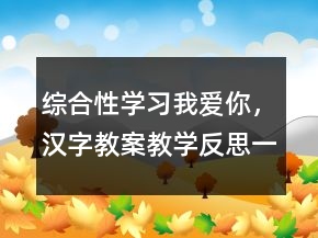 綜合性學(xué)習(xí)：我愛你，漢字教案教學(xué)反思一等獎(jiǎng)