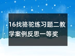 16找駱駝練習(xí)題二教學(xué)案例反思一等獎(jiǎng)