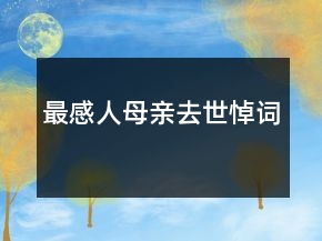 最感人母親去世悼詞