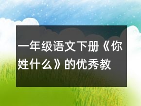 一年級(jí)語(yǔ)文下冊(cè)《你姓什么》的優(yōu)秀教學(xué)設(shè)計(jì)一等獎(jiǎng)