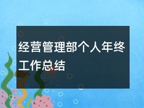 經(jīng)營管理部個人年終工作總結(jié)