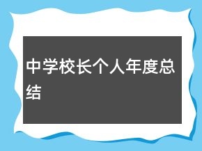 中學(xué)校長(zhǎng)個(gè)人年度總結(jié)