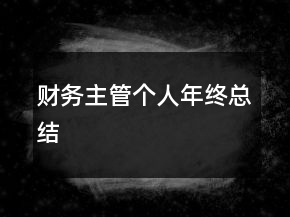 財務主管個人年終總結