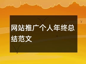網(wǎng)站推廣個人年終總結(jié)范文