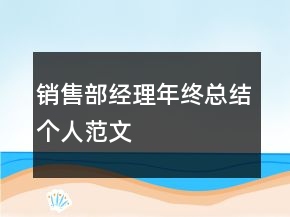 銷售部經(jīng)理年終總結(jié)個(gè)人范文