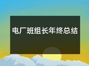 電廠班組長年終總結(jié)