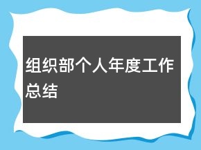組織部個人年度工作總結
