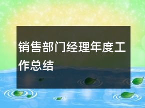 銷售部門經(jīng)理年度工作總結(jié)