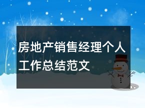 房地產(chǎn)銷售經(jīng)理個人工作總結(jié)范文