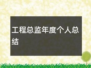 工程總監(jiān)年度個(gè)人總結(jié)