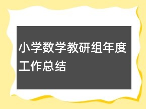 小學數(shù)學教研組年度工作總結
