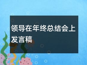 領(lǐng)導(dǎo)在年終總結(jié)會上發(fā)言稿