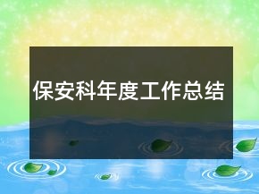 保安科年度工作總結(jié)