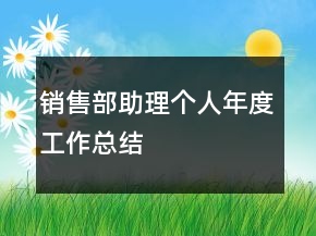 銷售部助理個人年度工作總結(jié)