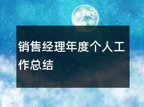 銷售經(jīng)理年度個(gè)人工作總結(jié)