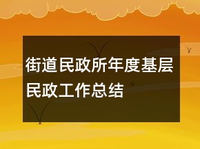 街道民政所年度基層民政工作總結