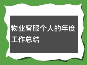 物業(yè)客服個人的年度工作總結(jié)