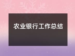 農(nóng)業(yè)銀行工作總結(jié)