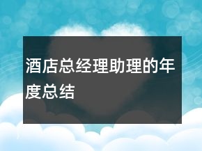 酒店總經(jīng)理助理的年度總結(jié)