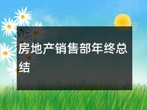 房地產(chǎn)銷售部年終總結(jié)