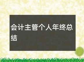會計(jì)主管個人年終總結(jié)