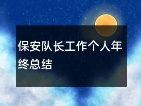 保安隊長工作個人年終總結
