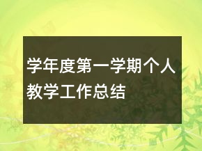 學(xué)年度第一學(xué)期個人教學(xué)工作總結(jié)