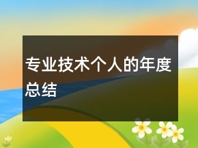 專業(yè)技術(shù)個人的年度總結(jié)