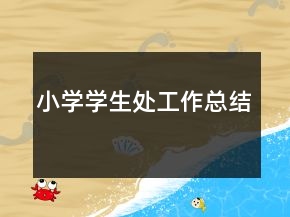 小學學生處工作總結