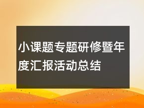 小課題專題研修暨年度匯報(bào)活動(dòng)總結(jié)