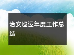 治安巡邏年度工作總結(jié)