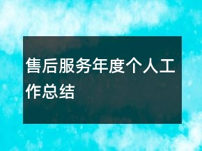 售后服務(wù)年度個人工作總結(jié)