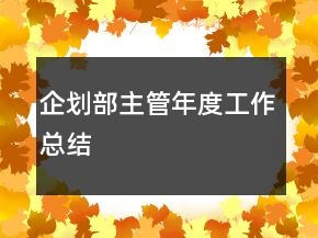 企劃部主管年度工作總結(jié)