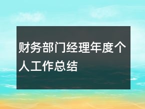 財(cái)務(wù)部門(mén)經(jīng)理年度個(gè)人工作總結(jié)