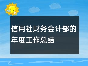 信用社財務(wù)會計部的年度工作總結(jié)