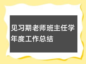 見習(xí)期老師班主任學(xué)年度工作總結(jié)